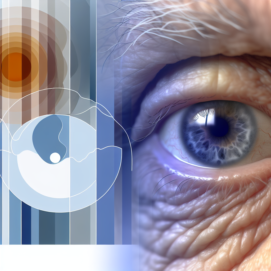 Professional illustration showing aging eye anatomy and 5X more light requirement for seniors
